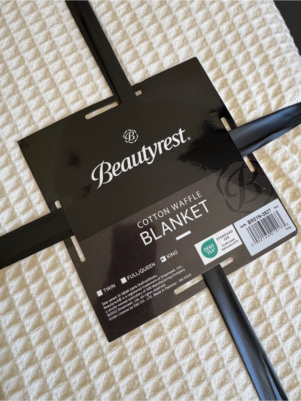 Beautyrest Blanket Waffle Weave Cotton Khaki Full/Queen Lightweight